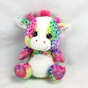 Kelly Toy Rainbow Giraffe 15" Plush Stuffed Animal Big Glitter Eyes Jungle Zoo